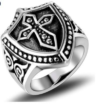 Highway Hawk Ring Signet Ring "Cross Coat of Arms" Stainless ...