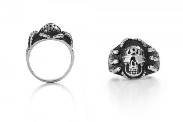 Highway Hawk Ring Signet Ring "Crazy Skull Driver" Stainless ...