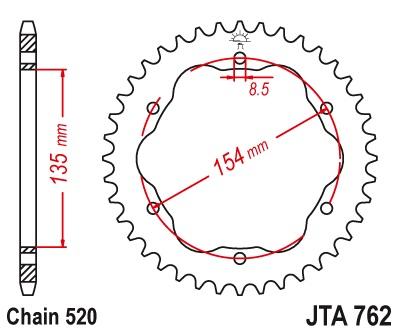 Achtertandwiel JTA762 - Aluminium - Kies een maat
