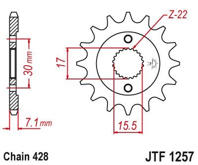 Voortandwiel JTF1257 - Kies een maat