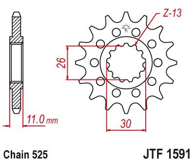 Voortandwiel JTF1591 - Kies een maat