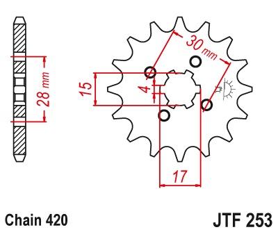 Voortandwiel JTF253 - Kies een maat