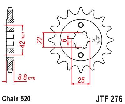 Voortandwiel JTF276 - Kies een maat