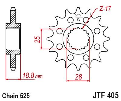Voortandwiel JTF405 - Kies een maat