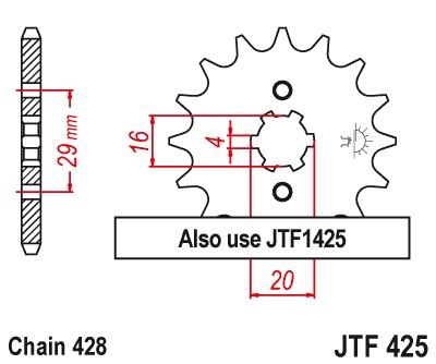 Voortandwiel JTF425 - Kies een maat