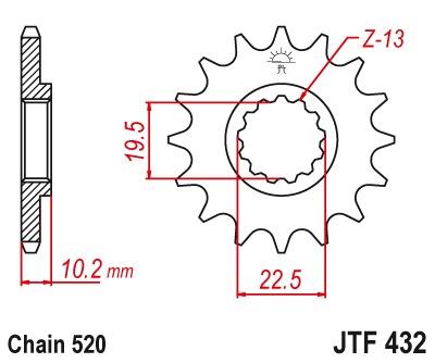 Voortandwiel JTF432 - Kies een maat