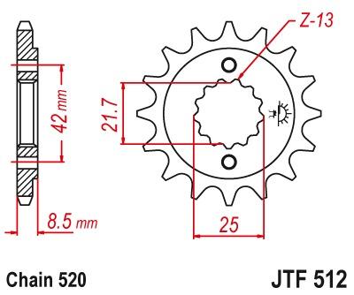 Voortandwiel JTF512 - Kies een maat