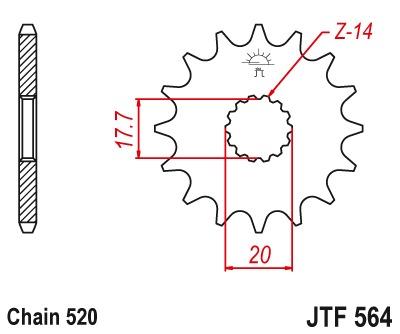 Voortandwiel JTF564 - Kies een maat