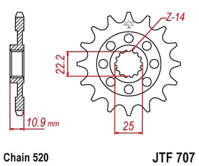 Voortandwiel JTF707 - Kies een maat