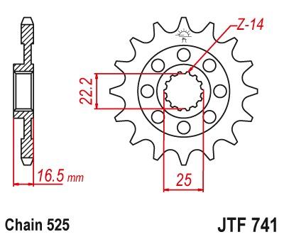 Voortandwiel JTF741 - Kies een maat