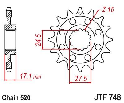 Voortandwiel JTF748 - Kies een maat