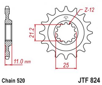 Voortandwiel JTF824 - Kies een maat