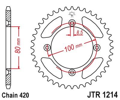 Achtertandwiel JTR1214 - Kies een maat