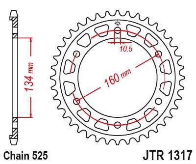 Achtertandwiel JTR1317 - Kies een maat