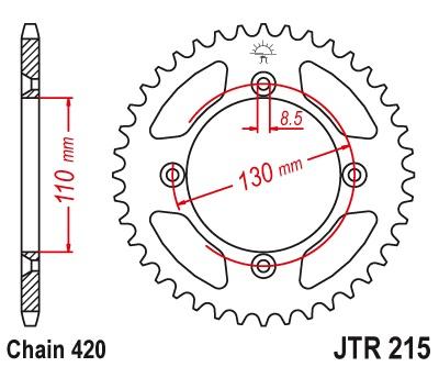 Achtertandwiel JTR215 - Kies een maat