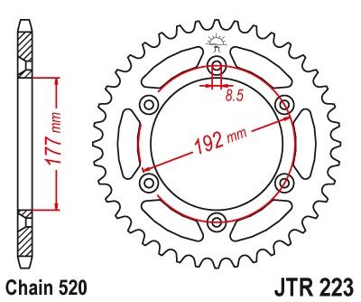 Achtertandwiel JTR223 - Kies een maat