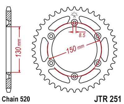 Achtertandwiel JTR251 - Kies een maat