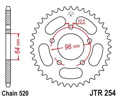 Achtertandwiel JTR254 - Kies een maat