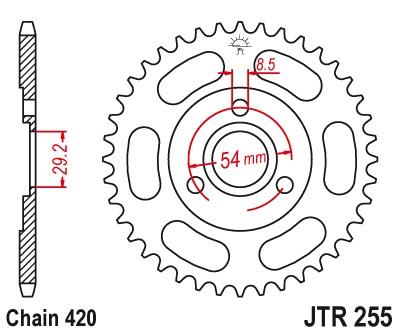 Achtertandwiel JTR255 - Kies een maat