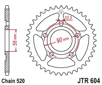 Achtertandwiel JTR604 - 38 tanden