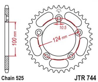 Achtertandwiel JTR744 - Kies een maat