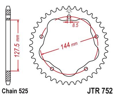 Achtertandwiel JTR752 - Kies een maat