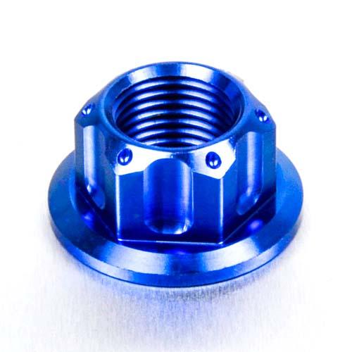 Titanium Flanged Axle Nut M24 x(1.50mm) Rear Wheel - Blue