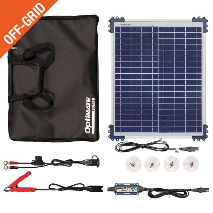 OPTIMATE SOLAR DUO CONTROLLER 5A MAX WITH 20W SOLAR PANEL TRAVEL KIT - € 0,05 Recupel inbegrepen