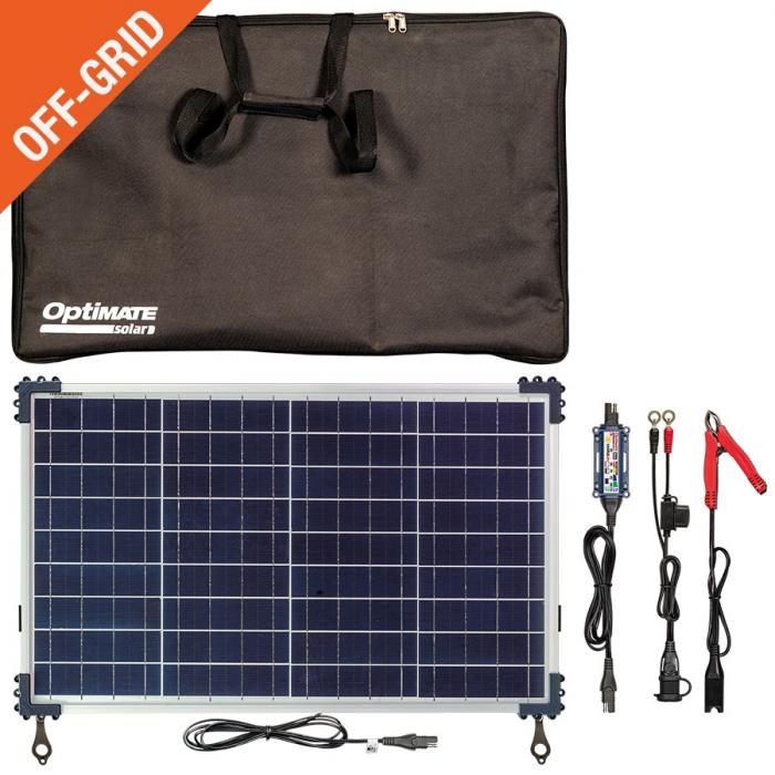 OPTIMATE SOLAR DUO CONTROLLER 5A MAX WITH 40W SOLAR PANEL TRAVEL KIT - € 0,05 Recupel inbegrepen