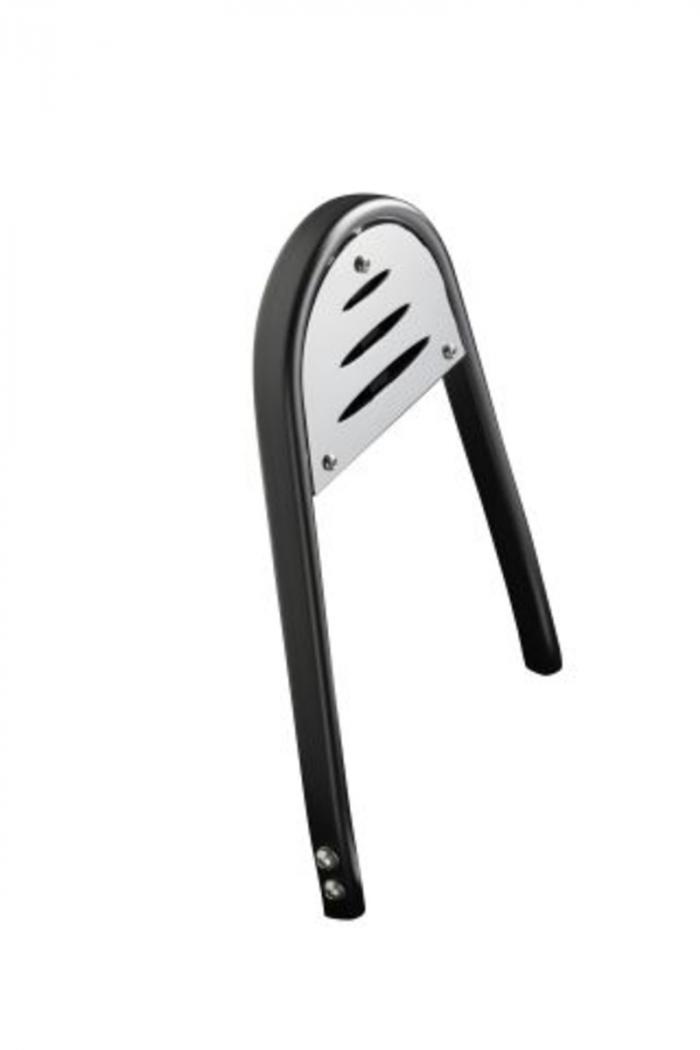 Sissy bar "Comfort slots" in black with chrome back pack cov ...