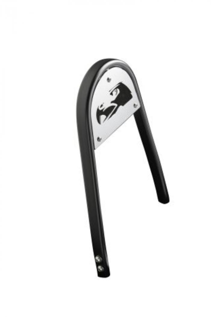 Sissy bar "hawk" in black with chrome back pad coverfor Harl ...