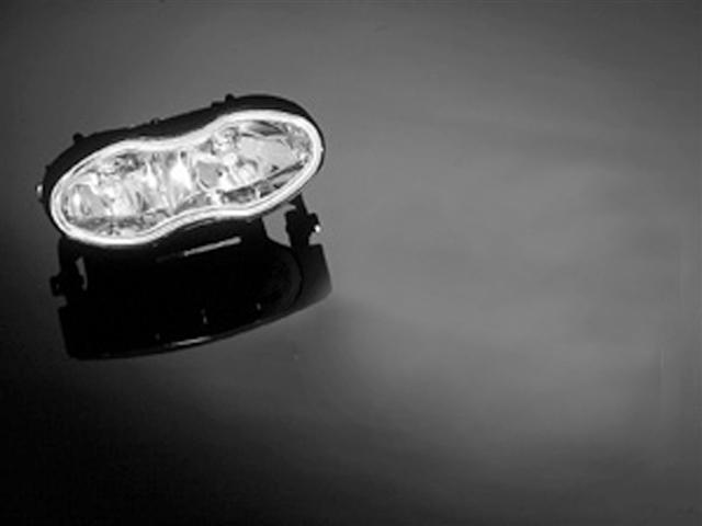 Headlight "oval" Unit only White - with E-Mark - black  Leng ...
