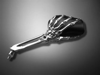 Motorcycle mirror set "Skeleton hand" black - chrome M10x1,2 ...