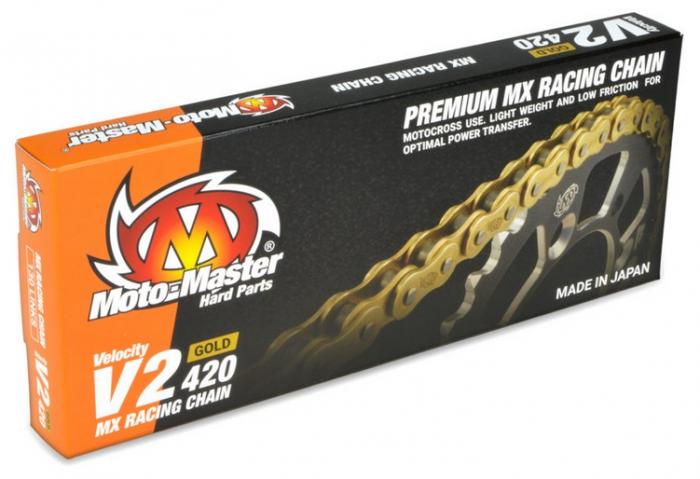 V2 MX Racing ketting 420 - 130 schakels - Goud