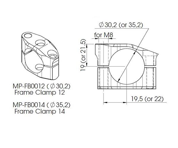 Frame bracket - Diam: 30,20mm