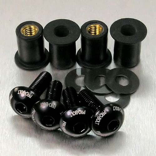 Screen Bolt Kit black anodised,4 bolts for Yamaha MT-07 700  from 2014 onwards
