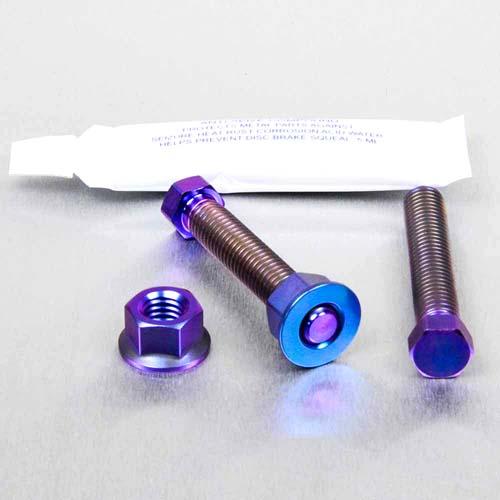 Titanium Axle Adjuster Nut & Bolt Set M8 x 45mm - Purple Haze