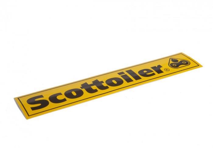 Scottoiler sticker - 200 mm x 35 mm - Geel en zwart