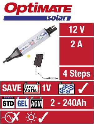 OptiMate Solar - 12V / 2A - panneau 6W compris - € 0,05 Recupel inclus