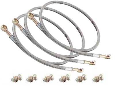stainless steel steel braided brake hose set - front (retaining hardhose) - Non-ABS