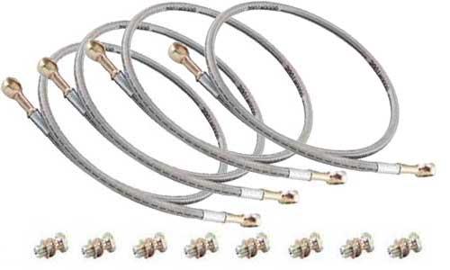 ABS steel braided brake hose set - front (ABS pump by rear wheel) - ABS
