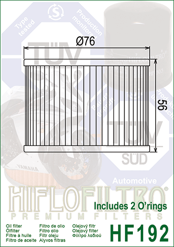 HF192 - HIFLO Filtro Premium Oliefilter