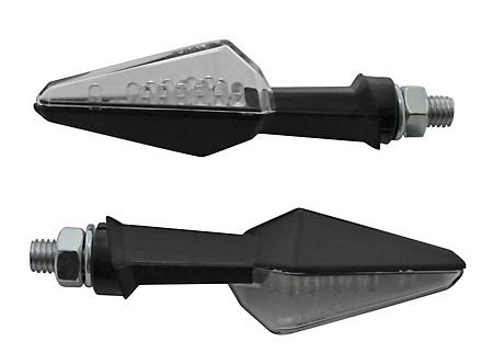 Knipperlichten - korte steel SPIKE - zwart / LEDs (203-060) (2 stuks)