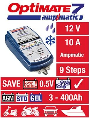 OptiMate 7 Ampmatic - 12V / 10A - € 0,05 Recupel inclus