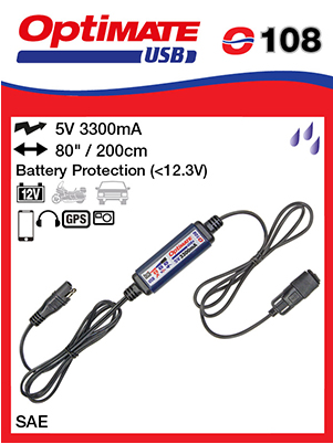 TM-O108 - Universal USB charger with SAE connection - 3300mA