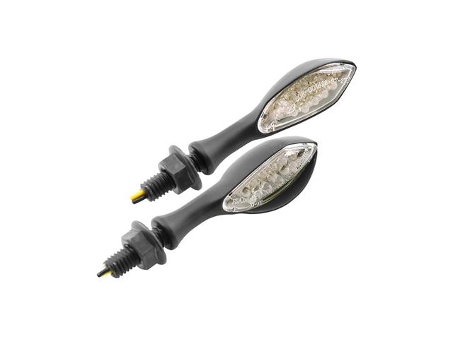 LED knipperlichten - korte steel zwart / transparant (2 stuks)
