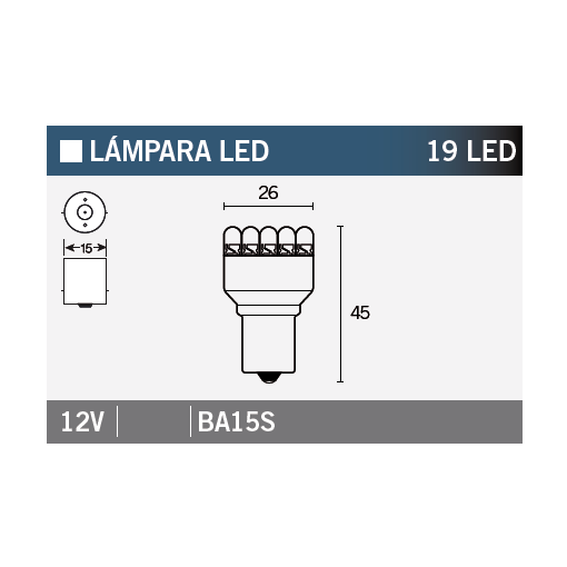 Lamp 19LED - 12V - BA15S